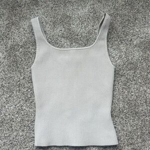 Beige Ribbed Women's Tank Top